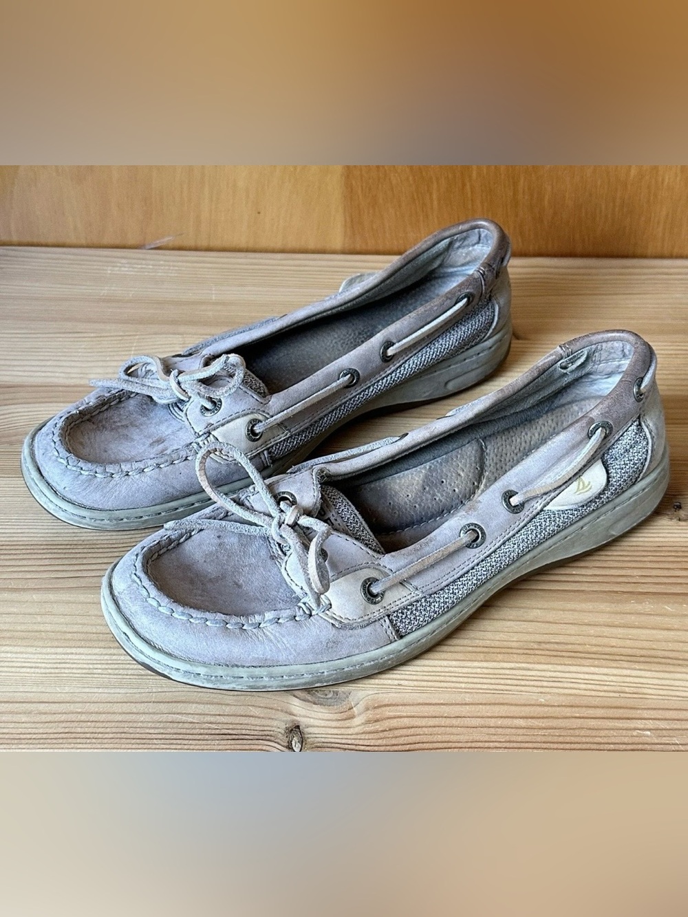 Sperry Top-Sider Women’s Size 7.5M Tan Leather Tie-Lace Round Toe Boat Shoes